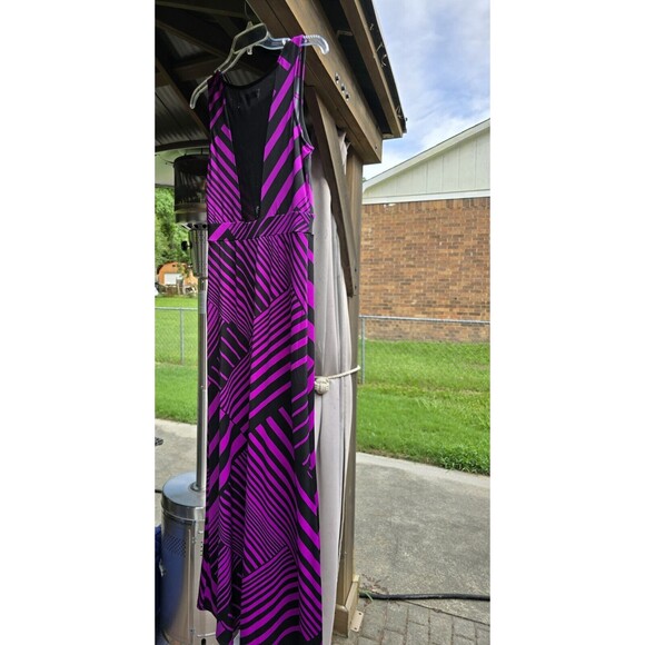 Bailey Blue Stripe Sleeveless Maxi Dress Chevron Medium M PreOwned Black Magenta - Picture 4 of 6
